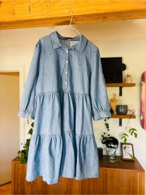 Tommy Hilfiger Light Denim Shirt Dress – Size 16, Casual & Classic